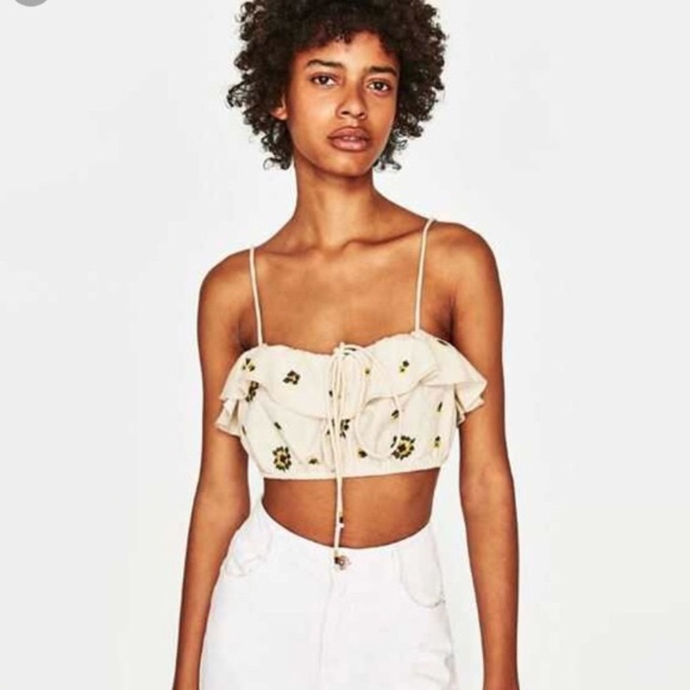 Zara Tropical Frill Tube Top